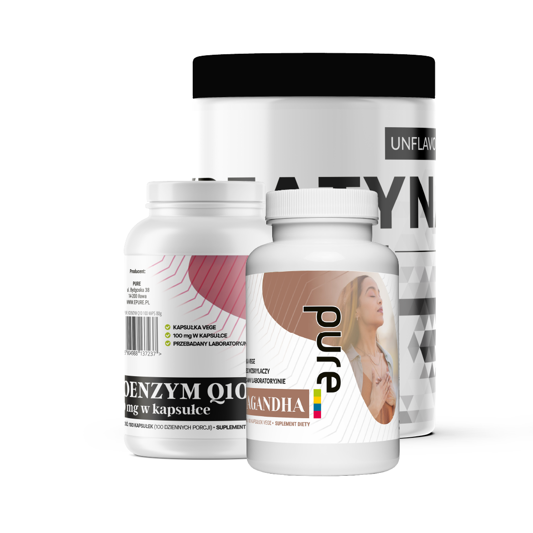 Zestaw PURE – Kreatyna + Koenzym Q10 + Ashwagandha