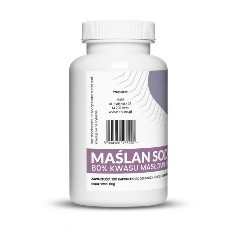 MAŚLAN SODU 80% 1000mg KWAS MASŁOWY 800mg 100 VEGEKAPSUŁEK MEGAPORCJA