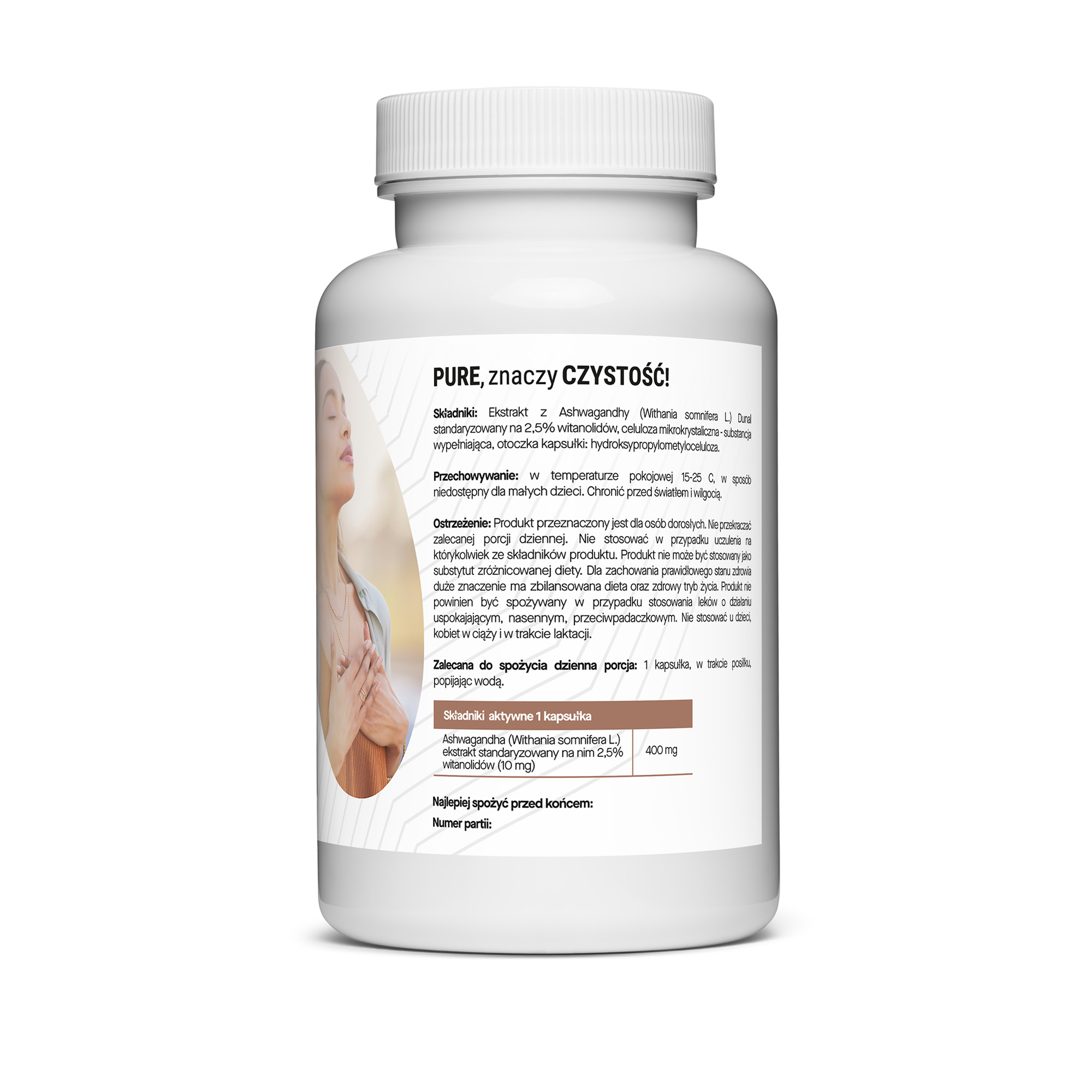 ASHWAGANDHA 10 mg witanolidów 100 VEGE KAPSUŁEK MEGA PORCJA
