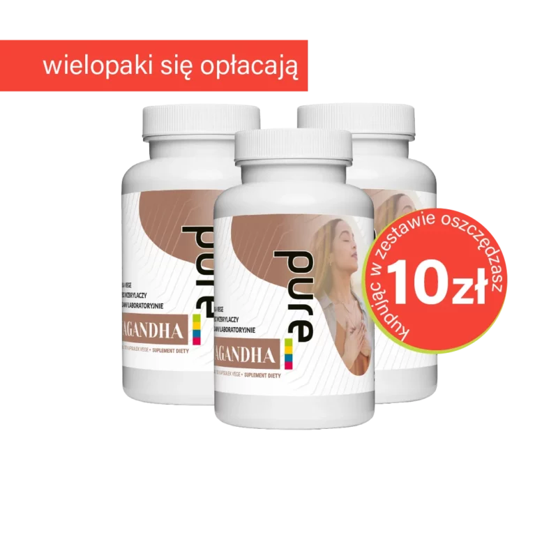 ASHWAGANDHA 10 mg witanolidów – 100 VEGE KAPSUŁEK MEGA PORCJA | Zestaw 3 szt.