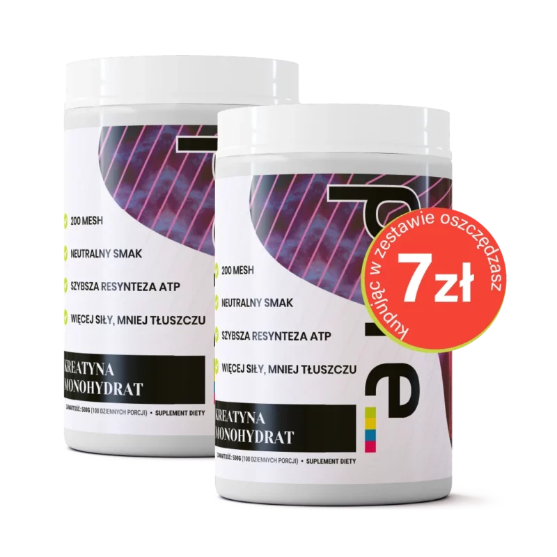 PURE KREATYNA monohydrat 500g 200mesh - 100 porcji | Zestaw 2 szt.