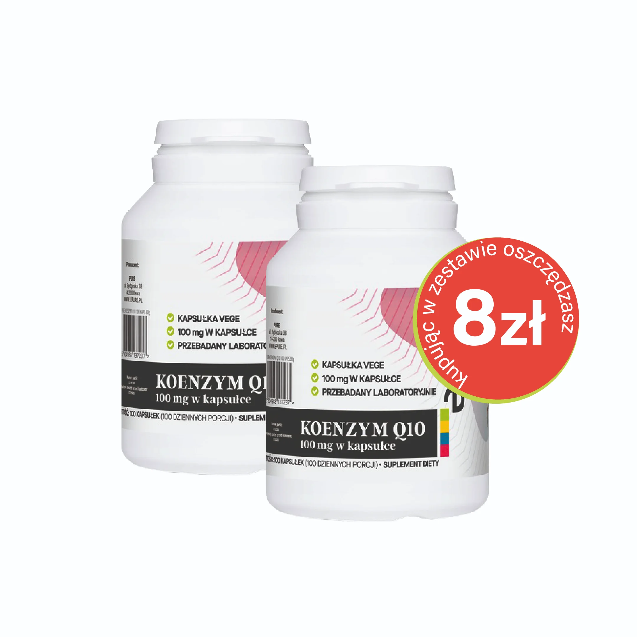 KOENZYM Q10 - naturalny, 100mg w jednej kapsułce 100 VEGEKAPSUŁEK | Zestaw 2 szt.