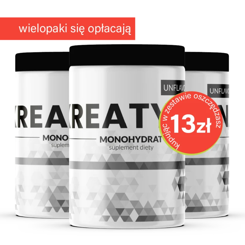 PURE KREATYNA monohydrat 500g 200mesh - 100 porcji | Zestaw 3 szt.