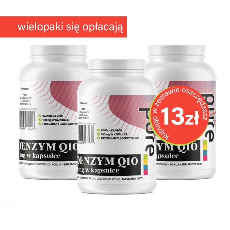KOENZYM Q10 - naturalny, 100mg w jednej kapsułce 100 VEGEKAPSUŁEK | Zestaw 3 szt.