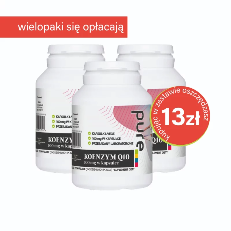 KOENZYM Q10 - naturalny, 100mg w jednej kapsułce 100 VEGEKAPSUŁEK | Zestaw 3 szt.