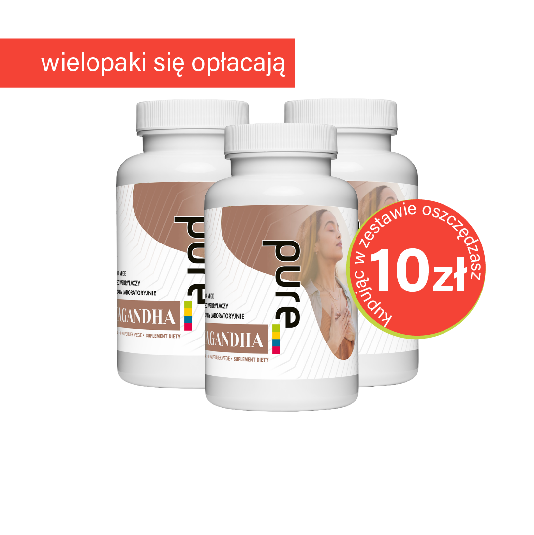 ASHWAGANDHA 10 mg witanolidów – 100 VEGE KAPSUŁEK MEGA PORCJA | Zestaw 3 szt.